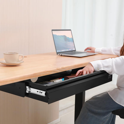 VEVOR Under Desk Drawer Slide Out, 33inch Under Desk Mounted Pull-out Drawer Attachment, Hidden Under Counter Drawers for office Home Sit Stand Workstation, Black