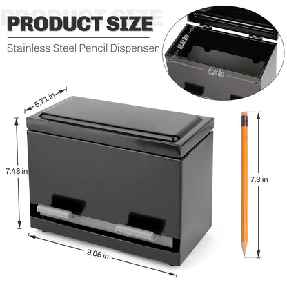 Creproly Stainless Steel Pencil Dispenser/Pen Holder for Classroom Home Restaurant for Bulk Pencils Storage/Unwrapped Drinking Straws Storage (Black)