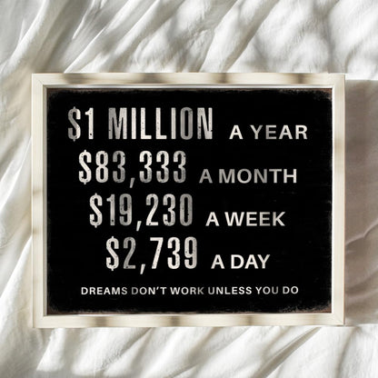 Motivational Success Wall Art 11x14 - LARGE Entrepreneur Inspirational Quotes for Office - Millionaire Mindset Hustle Decor - Office Wall Decor for Men - Executive Business Financial Black Print
