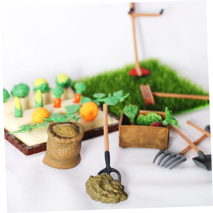 DOITOOL 1 Set Mini Rake Farm Model Kit Miniature Vegetable Figurines Resin Mini Farm Tool Models Micro Landscape Miniature Dollhouse Accessories