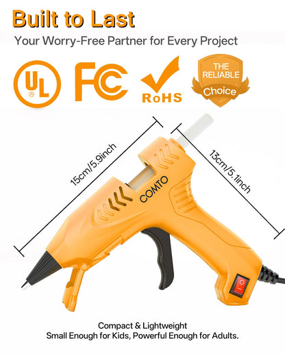 COMTO Hot Glue Gun Kit with 30 Sticks, 20W Fast Preheating Mini Hot Glue Gun and Sticks Set for School Crafts DIY Arts and Quick Home Repairs, Yellow