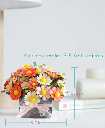 DIY Felt Flower Art Craft Kit, Daisy Bouquet Kit, Floral Gifts, Beginner Craft Kit, Arrange Pre-Cut Flowers and Foliage
