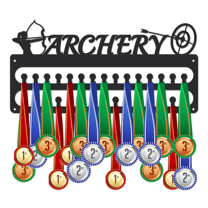 SUPERDANT Archery Medal Hanger Display Sports Medal Holder Wall Mount Archery Medals Hanging 30 Hooks Matte Black Metal Display Rack Iron Race Ribbon Award Organizer Gifts for Athletes 15.7x7.9in