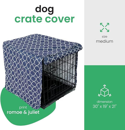 Molly Mutt Romeo & Juliet Dog Crate Cover, 100% Cotton Canvas Cover with 2 Roll-Up Panels, Ideal for Dog or Cat Crate, Durable, Washable, and Free of Harmful Chemicals, 30" x 19" x 21"