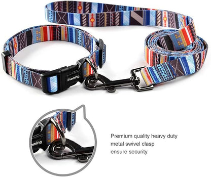 Ihoming Dog Collar and Leash Set for Daily Outdoor Walking Running Training, Splicing Design for Small Boys Girls Dogs Cats Pets, S-Up to 20LBS