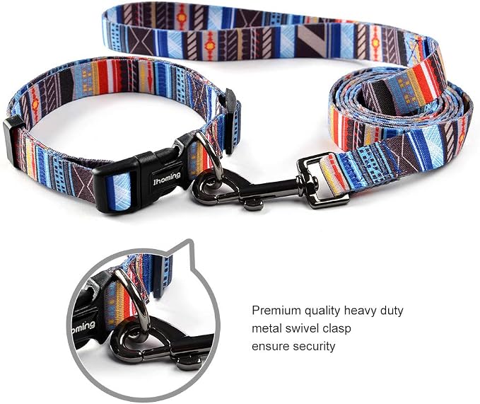Ihoming Puppy Collar and Leash Set for Daily Outdoor Walking Running Training, Splicing Design for Extra Small Boys Girls Dogs Cats Pets, XS-Up to 10LBS