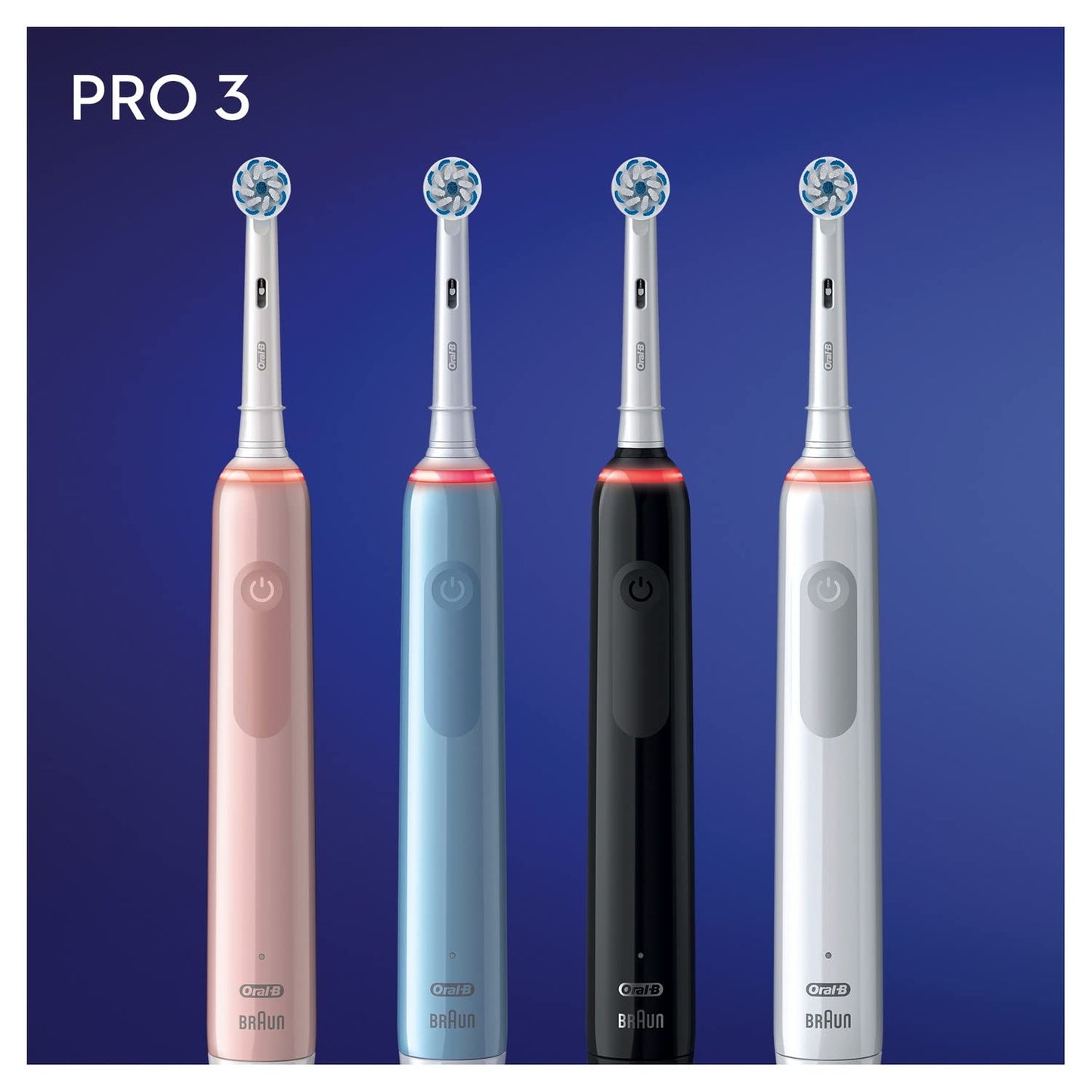 Oral-B PRO 3 3000 Sensitive Clean Electric Toothbrush with 3 Cleaning Modes Including Sensitive and Visual 360° Pressure Control for Dental Care, Designed by Braun, White