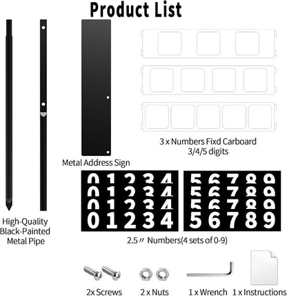 Metal House Number Sign, Waterproof Address Plaque with Stake | Suitable for Outside Mailbox Street Driveway businesses