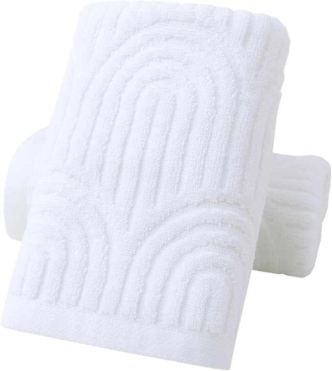 Pidada Hand Towels Set of 2 Striped Pattern 100% Cotton Absorbent Soft