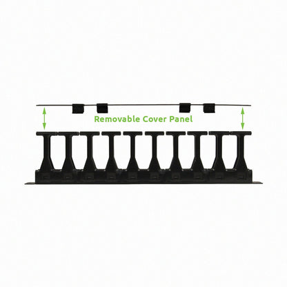 NavePoint High Density 1U Steel 19 Inch Rack Cable Manager Plastic Snap Hinge Fastened Cover