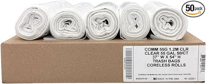 Ultrasac Heavy Duty 55 Gallon Clear Trash Bags