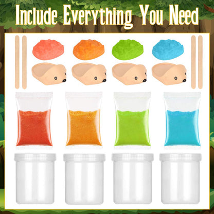 Crystal Growing Kit for Kids - 4 Vibrant Hedgehogs Fast Growing in 24H - STEM Science Kits for Kids Age 6-8 & 8-12, Educational DIY Learning Toys, Birthday Gifts for Boys & Girls Age 7, 8, 9, 10+