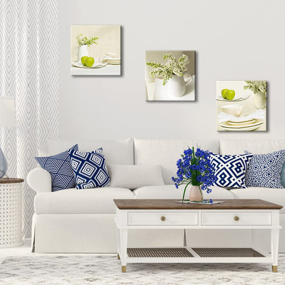 Wieco Art Elegant Life Canvas Prints Wall Art Grace Flowers Pictures Photo Paintings for Bedroom Bar Home Decorations Modern 3 Panels Stretched and Framed Decorative Green Floral Giclee Artwork