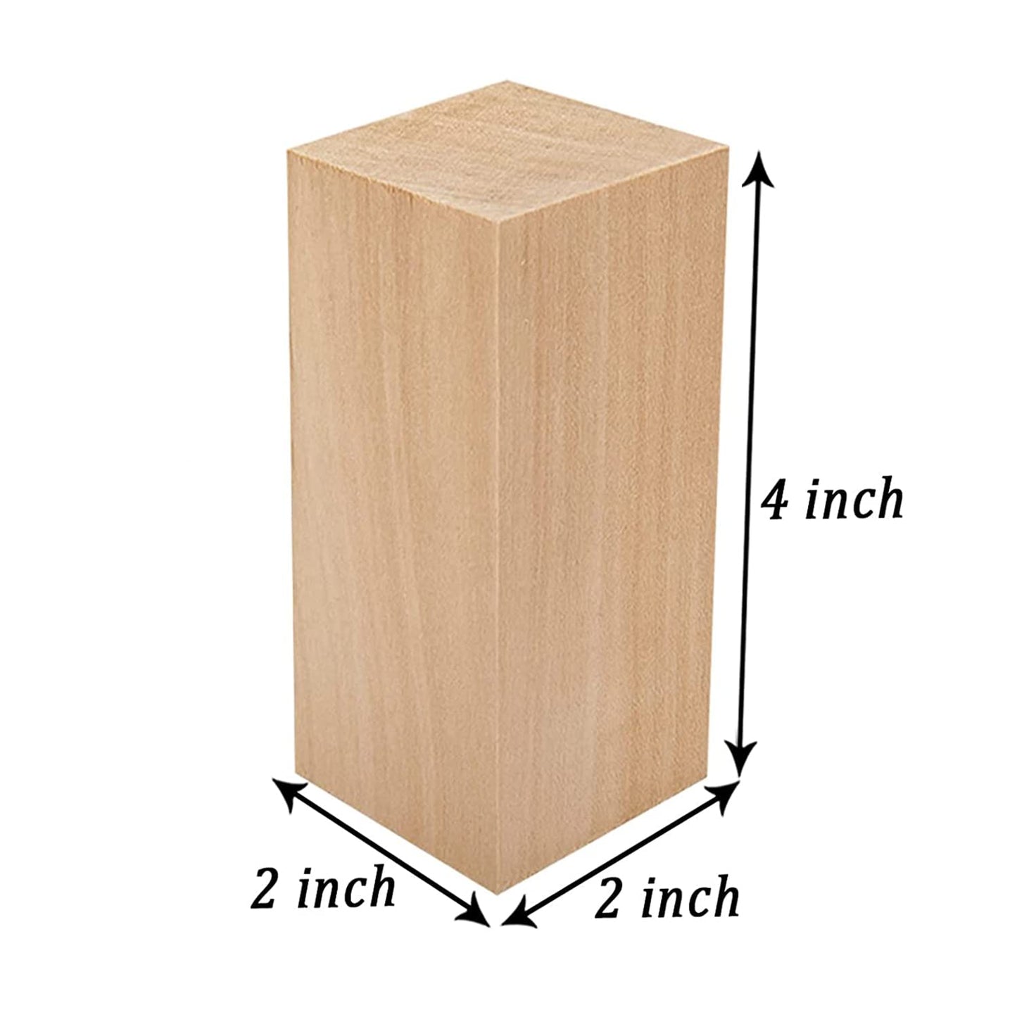 4 Inch Wood for Carving, 4 PCS Unfinished Wood Craft Cubes, Rectangular Wooden Blocks for DIY Carving, Large Unfinished Whittling Wood Blank Blocks for Kids or Adults (4×2×2Inch)