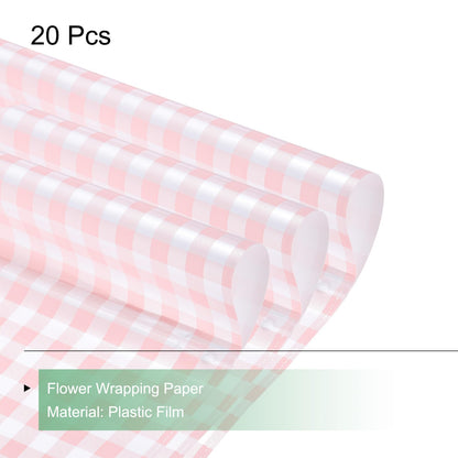 MECCANIXITY Flower Wrapping Paper Waterproof Floral Wrap Plaid Cream Pink Gift Packaging 22.8 x 22.8 Inch Used for DIY Crafts Bouquet Packaging 20 Pcs
