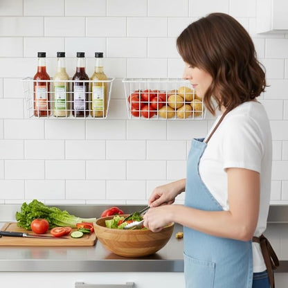 Hanging Kitchen Baskets Adhesive Sturdy Wire Storage Baskets