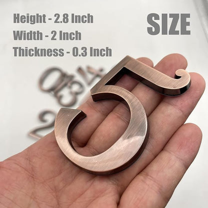 Mailbox Numbers, Self Adhesive Door Address Number Stickers for Aprtment Office Home Room or Outside Business Decoration Project (Copper, 2.75" - Set of 20)