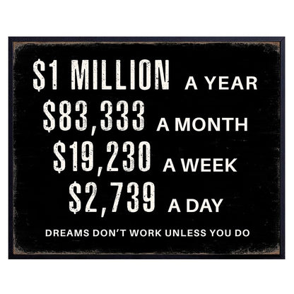 Motivational Success Wall Art 11x14 - LARGE Entrepreneur Inspirational Quotes for Office - Millionaire Mindset Hustle Decor - Office Wall Decor for Men - Executive Business Financial Black Print