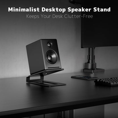 Desk Speaker Stands for Most Bookshelf Speakers,22 lbs Capacity, 16° Tilt Angle Speaker Risers with Anti-Vibration Pads,Compact for 3"-4" Studio Monitors,Space-Saving Stands for PC Speakers,Black