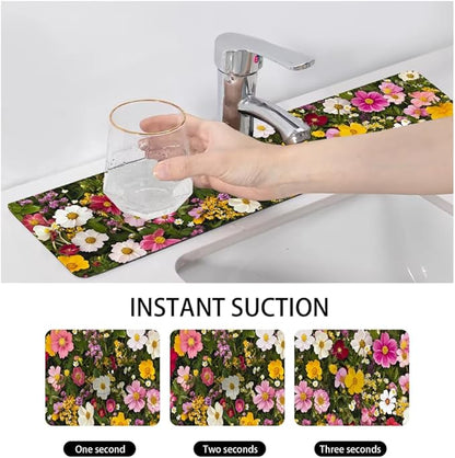 Bimkole 1 PCS Faucet Absorbent Mat, Kitchen Faucet Sink Splash Guard Wraparound
