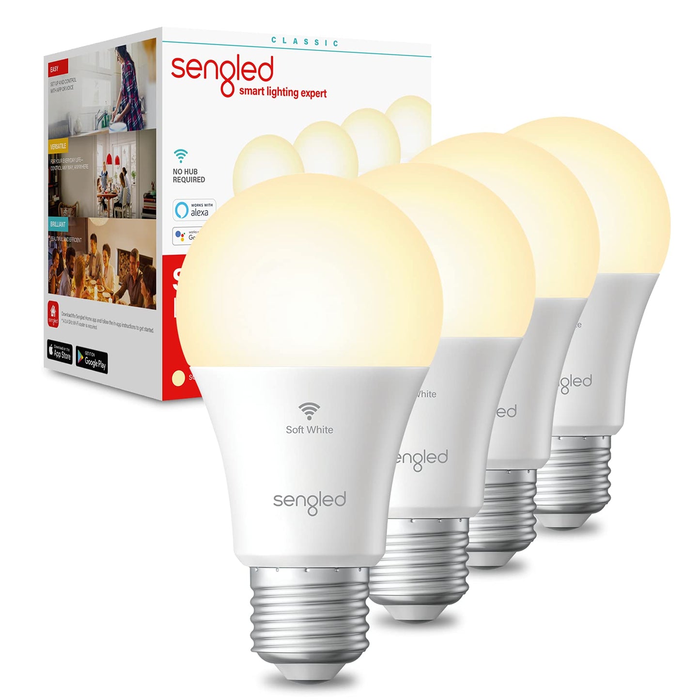 Sengled Smart Light Bulbs, Retro WiFi Light Bulbs, Vintage Filament Led light Bulbs, Smart Edison Bulbs That Work with Alexa & Google, ST19 Led Bulb 60 Watt Equivalent, 2000K E26 No Hub Required,4Pack