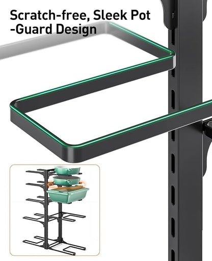 ORDORA Pots and Pans Organizer under Cabinet 23.62" Height, 10-Tier Kitchen Cabinet Organizers and Storage, Heavy Duty Pots and Pan Storage Rack Organizer inside Cabinet, Adjustable Pot Rack