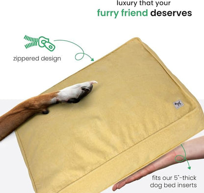 Molly Mutt Elysium Dog Bed Duvet Cover, GOTS-Certified 100% Cotton Canvas Cover for Dog, Puppy, or Cat Bed, Durable, Washable, and Free of Harmful Chemicals, Medium/Large, 27"x36"x5", Yellow