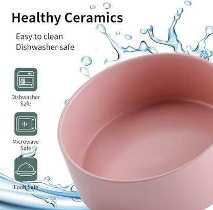 Pink Raised/Elevated Ceramic Dog Bowl for Small Medium Sized Breeds,Dog Food Water Bowl with Stand,6 in Non Slip Heavy Pet Feeding Dish 3.6 Cups/ 850 ml /28 OZ