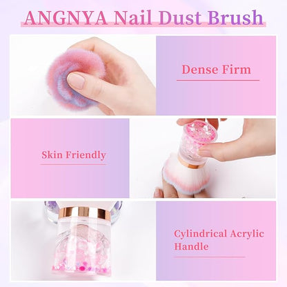 ANGNYA Nail Dust Brush, Rose Nail Art Dust Powder Remover Brush