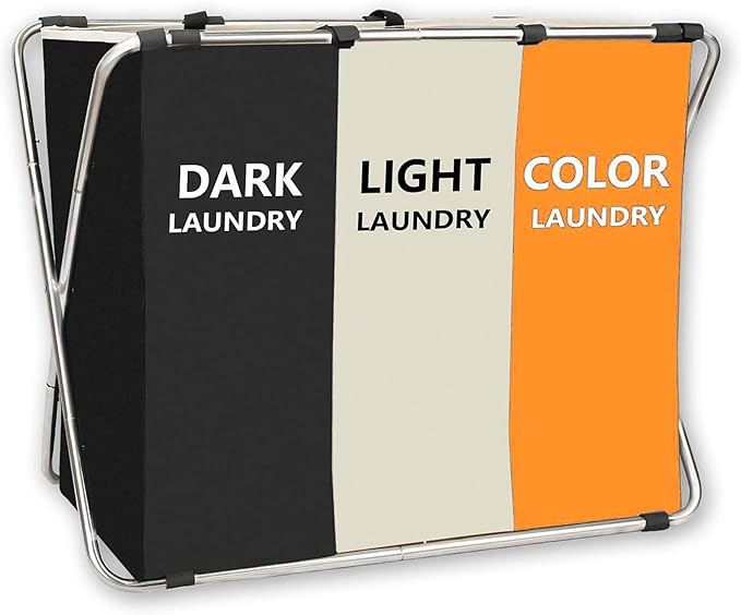150L Laundry Cloth Hamper Sorter Basket Bin Foldable 3 Sections