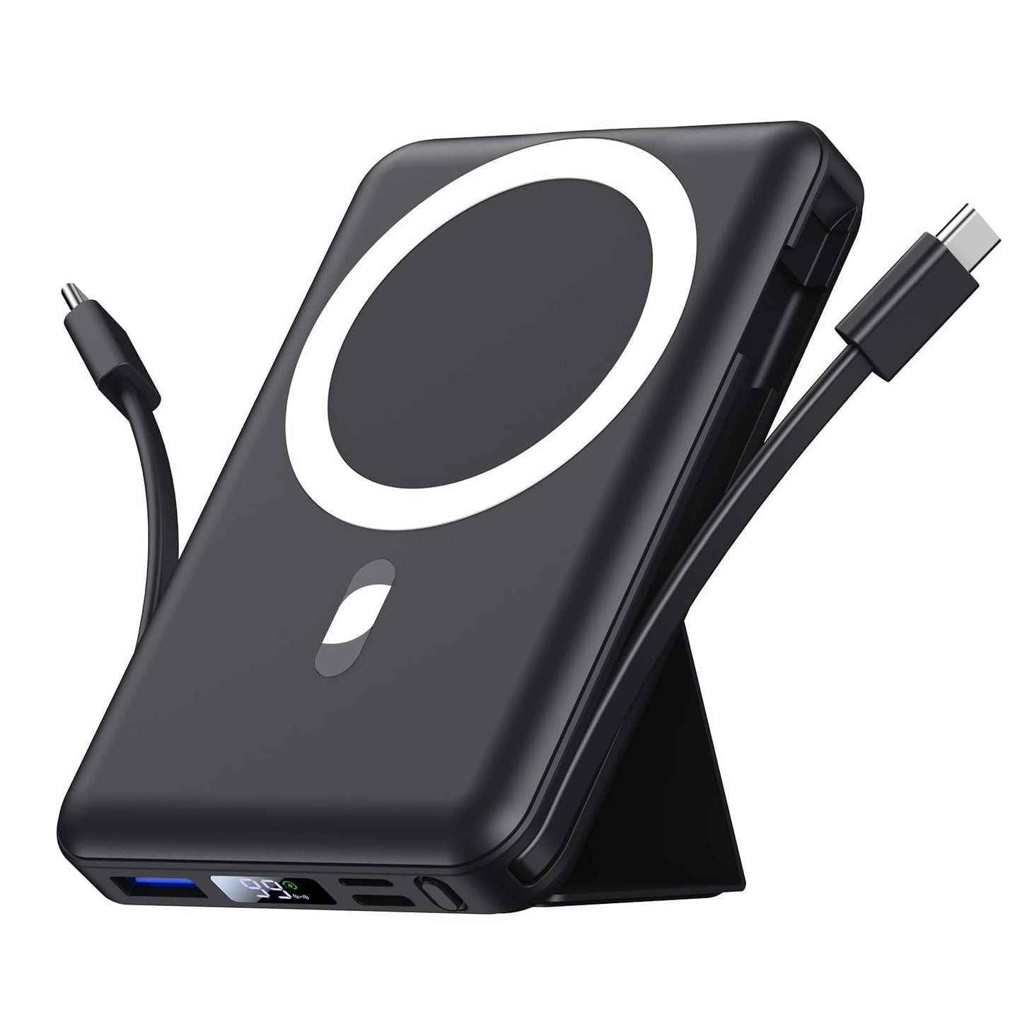 Azmuth for Magsafe Battery Pack, 10000mAh Magnetic Power Bank 22.5W PD Fast Charging with USB-C Cable LED Display Wireless Portable Charger for Magsafe with Stand for iPhone 16/15/14/13/12/Pro/Pro Max