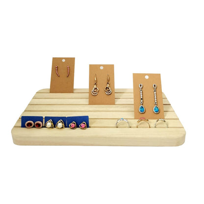 SCIKHEFT Natural Wood Business Card Holder Wooden Earring Display Stands Jewelry Retail Display for Selling Earring Showing Ring organizer