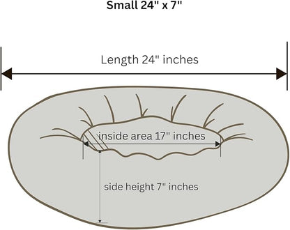 Organic Cotton Canvas Dog Bed: Removable Cover, Natural Fill - Made in USA (Medium Brown, Small 24" x 7" inches)