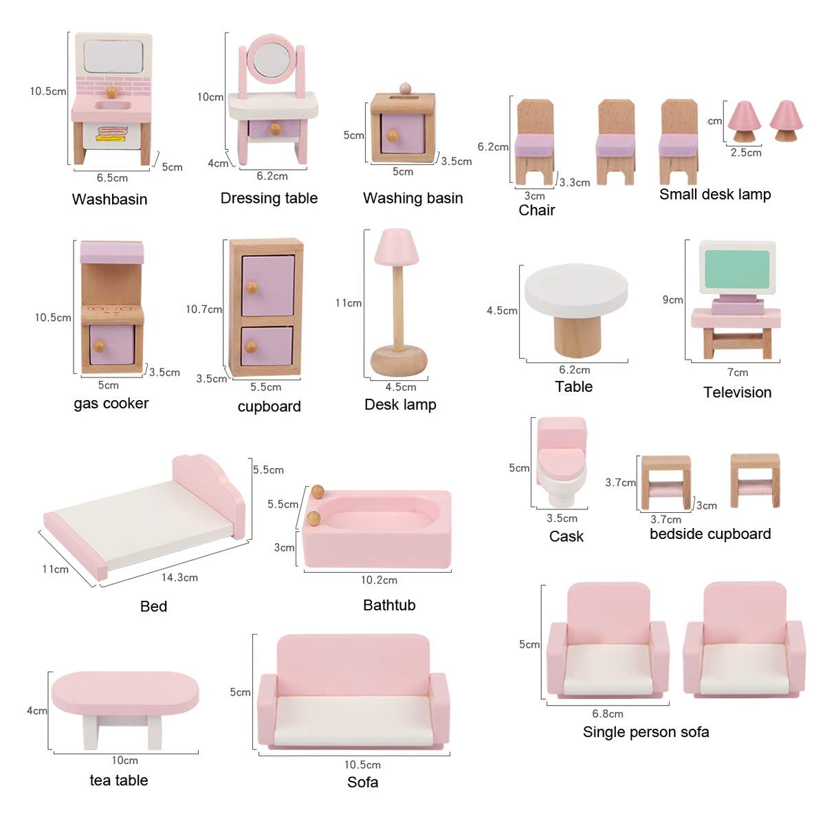 22 Pieces Wooden Mini Furniture Accessories 1:12 Scale Mini Wooden Furnishings for Mini Living Room,Kitchen,Dining Room,Bedroom,Bathroom