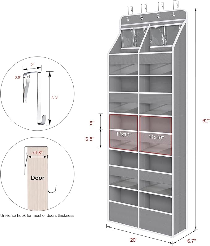 Univivi 6-Shelf Over Door Hanging Organizer Fabric Door Organizer