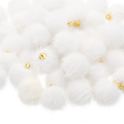 Patikil 50pcs Pom Poms Charm, Pompoms Pendants Balls Small Fluffy Tassel Bulk for Crafts Jewelry Making, White
