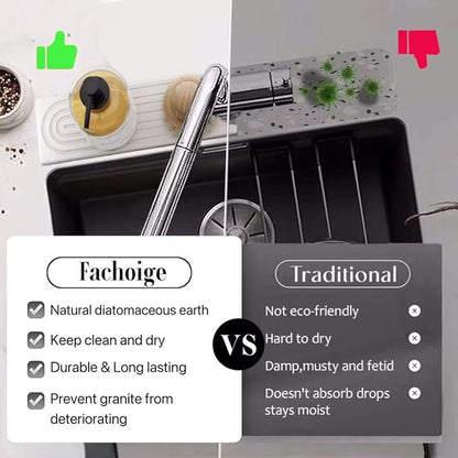 Stone Faucet Mat for Kitchen Sink, 15.7'' Long Absorbent Diatomite Sink Faucet