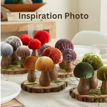 Your Heart's Content Velvet Mushrooms Set of 3, Shelf sitters, Mantel Decor, Everyday tablescape, Gift for Nature Lover (Pastel)
