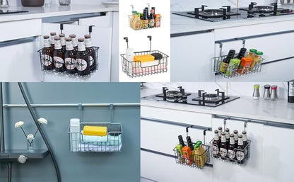 Wire Hanging Storage Basket 2 Packs, Wall Mounted Kitchen Bathroom Storage