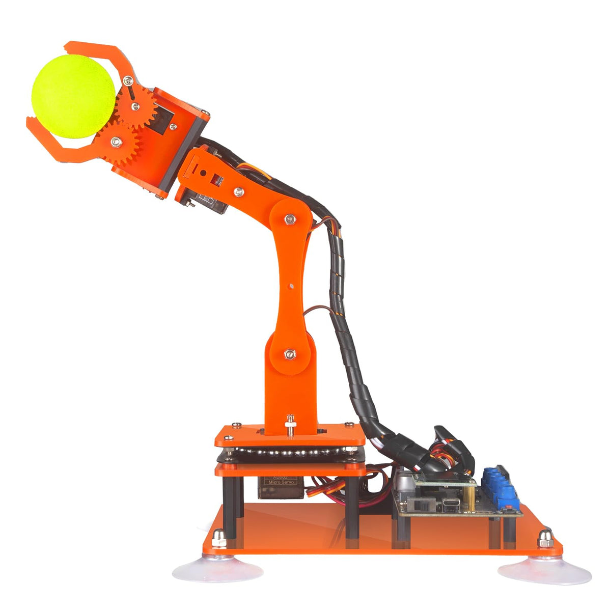 Adeept 5DOF Robotic Arm Kit Compatible with Arduino IDE, Programmable DIY Coding STEM Educational 5 Axis Build Robot Arm, Robot Starter Kit with OLED Display Processing Code and Tutorials - Orange