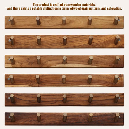 chiumay Natural Teak Wood Wall Hooks(Set of 2) – Rustic Wooden Coat Hooks for Bathroom, Entryway & Bedroom – Durable Wall Pegs for Hanging Coats, Hats & Towels.17.3" L x 1.95" W x 0.6" H