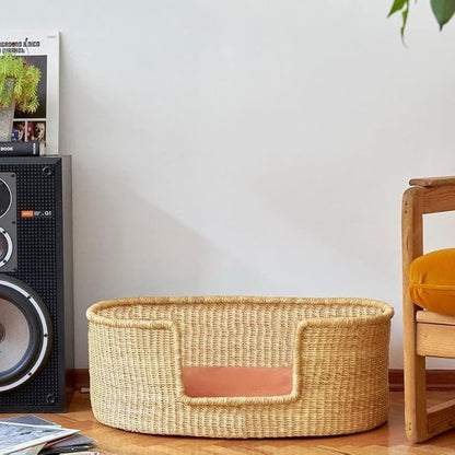 Handwoven Dog Bed – Woven Baskets for Gifts – Small to XXL Empty Dog Basket and Dog Toy Bin – Large Storage Basket for Dogs and Toys – Elegance and Decorative Basket for Your Pet (Natural, XX-Large)