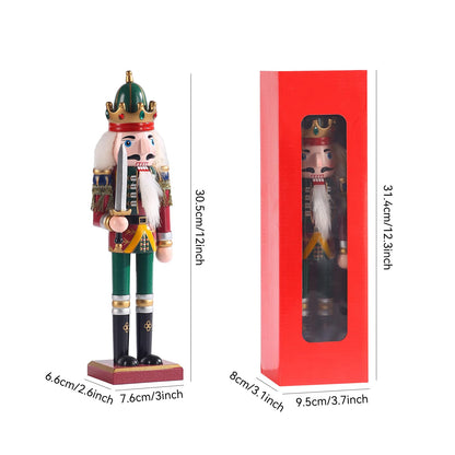 KoolShare 12-Inch Christmas Nutcracker Figurines, Set of 2 Traditional Wooden King & Soldier with Sword & Spear, Handcrafted Standing Holiday Decorations for Fireplace, Shelf, or Tabletop Display