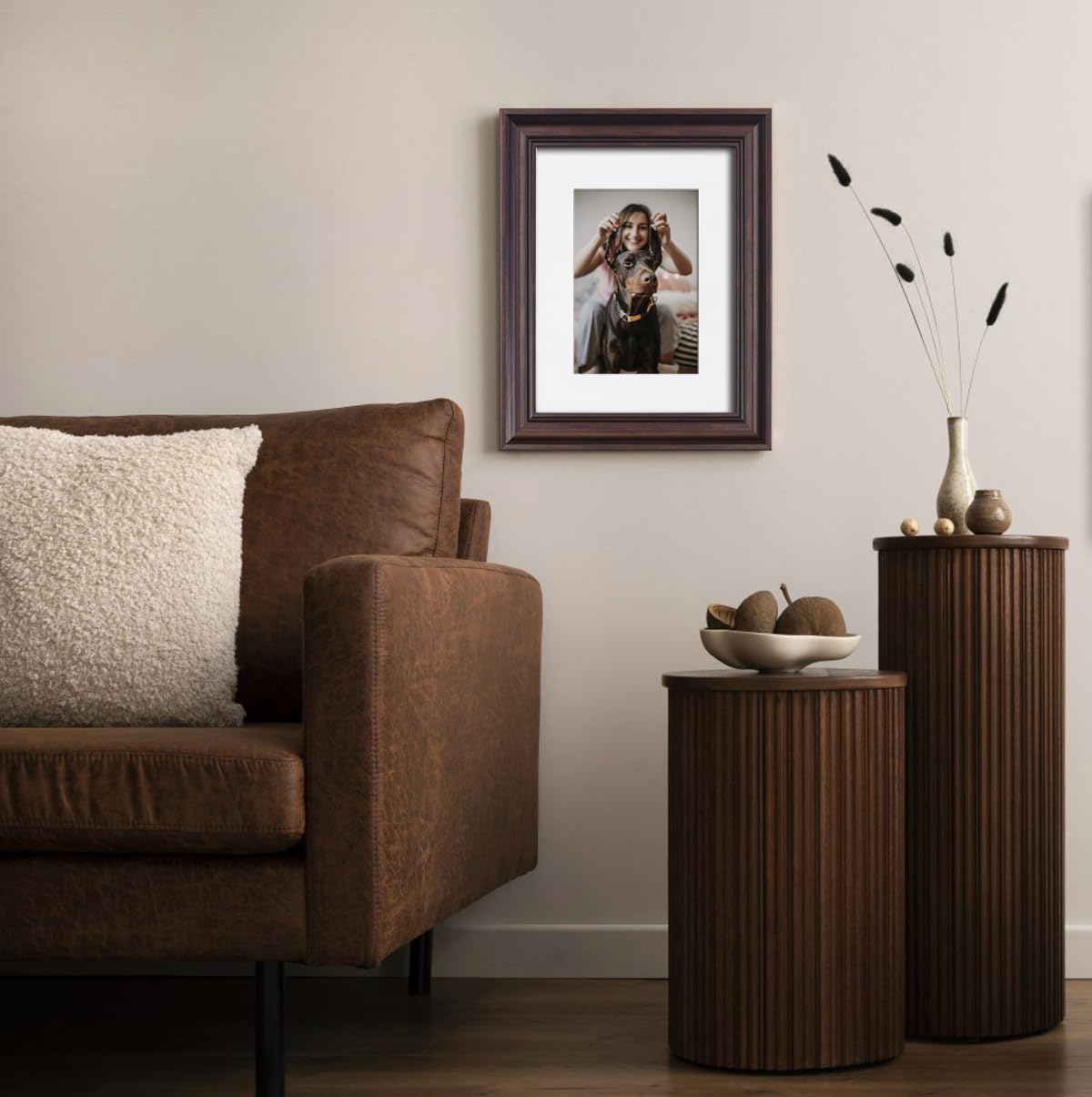 Yaetm 8x10 Picture Frame Matted to 5x7 Set of 4, 1.4” Wide Molding & Dark Brown Photo Frames 8 x 10 with HD Tempered Glass, Display on Tabletop & Wall Mounting (4 pack, Brown)