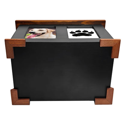 Personalized Wooden Pet Urn for Dogs, Cat Urns for Ashes, Pet Memory Box Memorial Boxs with Paw Print Impression Kit & Album Photo Frame for Loss Dogs, Large Wooden Dog Urn Keepsake Sympathy Gift