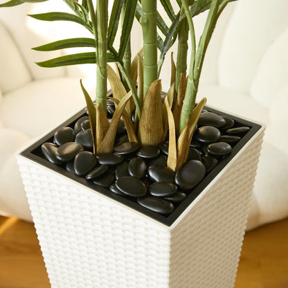VeriNatural 6FT Artificial Palm Tree - Tall Fake Tree with White Taper Planter & Pebbles, UV Resistant for Indoor & Outdoor Decor - Large Potted Faux Plant for Living Room, Office, Home Decor,VN130