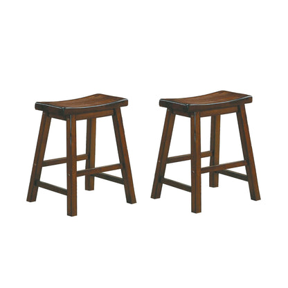 Lexicon Saddleback Solid Wood Kitchen Height Stool Set of 2 - Saddle Kitchen Stool Dining Height Stools for Dining, Armless Chair Seating Options, Perfect Casual Entertaining Spaces Cherry