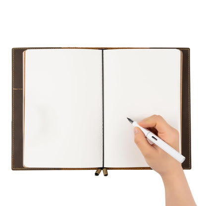 WANDERINGS A5 Size Travelers Notebook with Pockets - 6"x8.5" / 15cm x 22cm - Refillable Travelers Journal - Beautifully Handcrafted, Premium Leather Journal, includes 120 GSM Blank Inserts