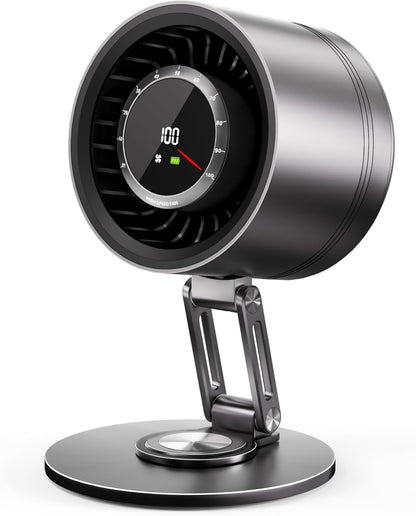 Yibest Titanium Alloy USB Desk Fan, Foldable 3D Airflow Desk Air Circulator, 23dB Quiet BLDC Motor,10 Speeds with LED Display for Home, Office & Outdoor