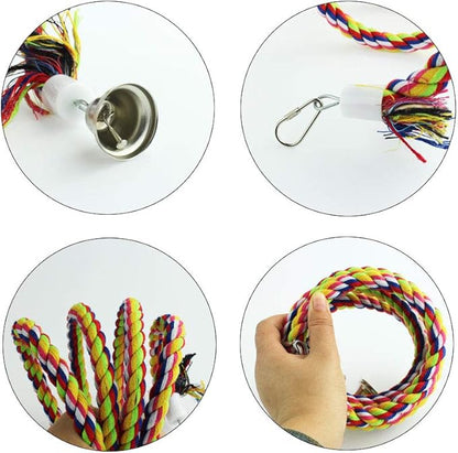 2pcs 63in Bird Perch Rope Bungee Bird Toy Pure Natural Parrot Cage Parrot Chewing Toy